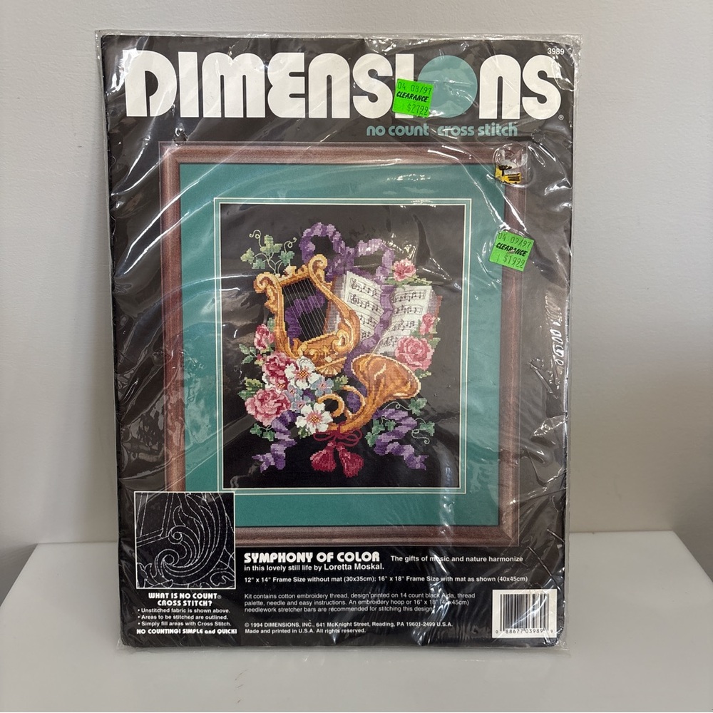 Dimensions No Count Cross Stitch Kit Symphony of Color #3989, Vintage NOS 1994